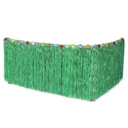 Eease Hawaiian Raffia Grass Table Skirt with Flower for Luau Party